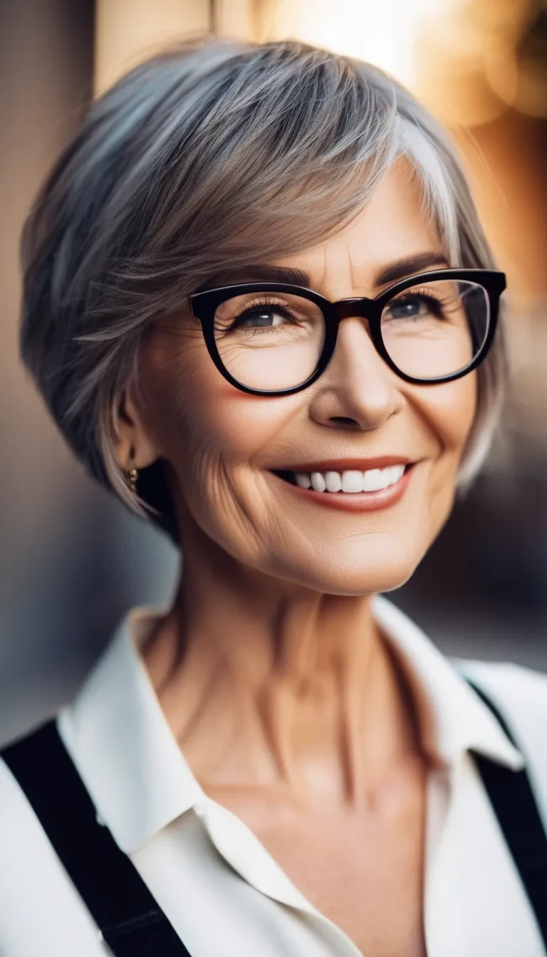 short hairstyles for women over 60 with glasses