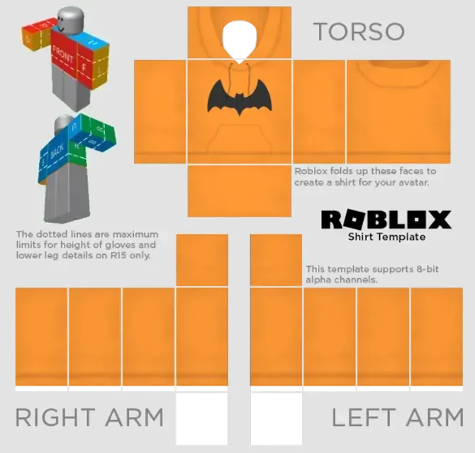 Roblox Bat Orange Hoodie Design Template | PIXLR