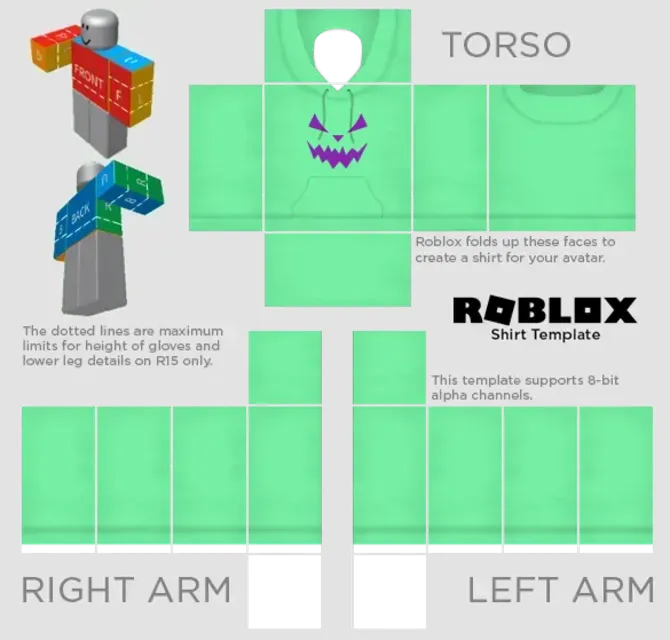 Free Roblox Clothing Creepy Green Hoodie Design Template | PIXLR