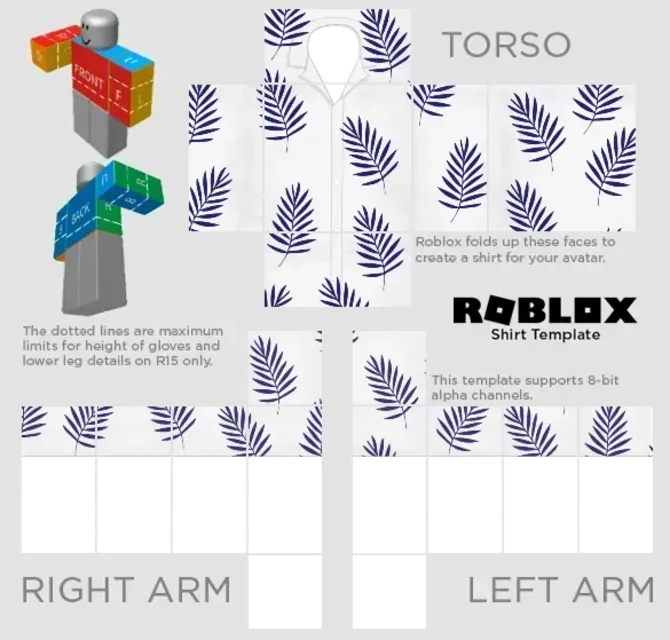 Leaves Collar Shirt Robloxkleding Gratis ontwerpsjablonen voor alle