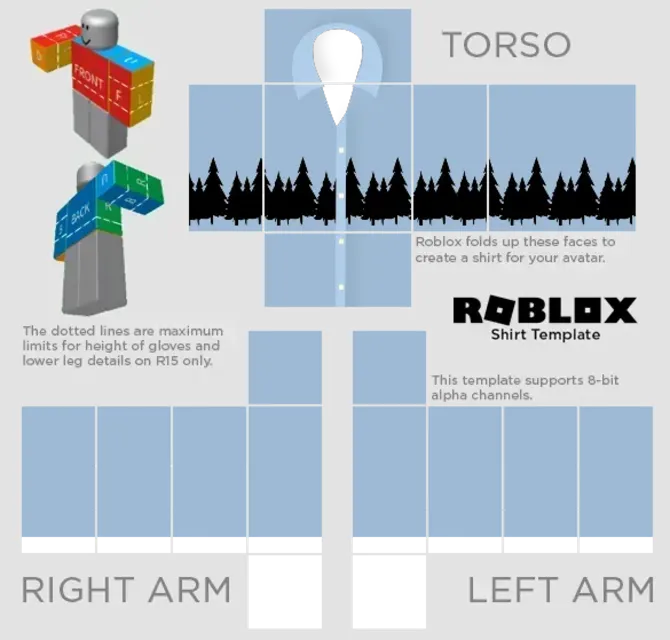 Tree Pattern Blue Collar Shirt Roblox Clothes Free design Templates for
