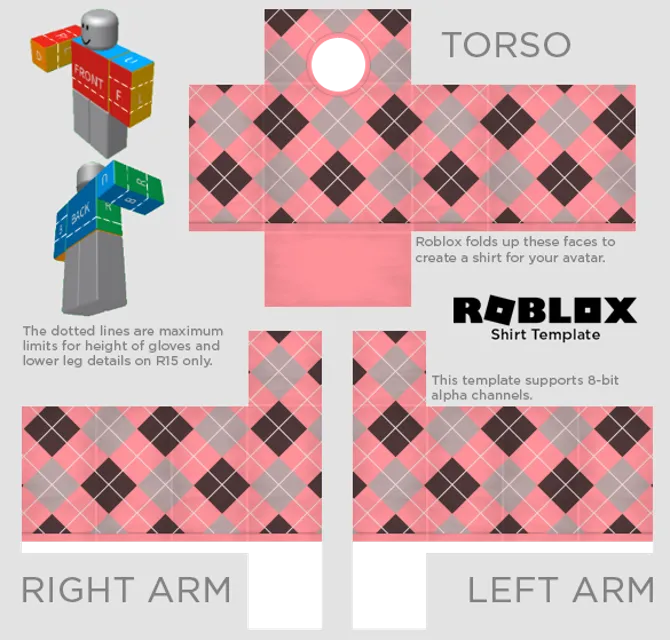 Free roblox pants template!, plaid pink pants with white top