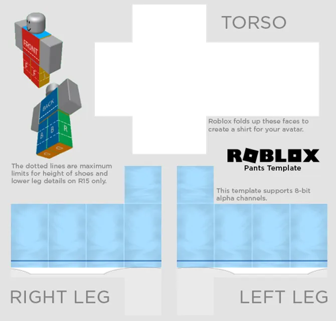 Openwork Jacket and Blue Pants Template for Roblox - Mediamodifier