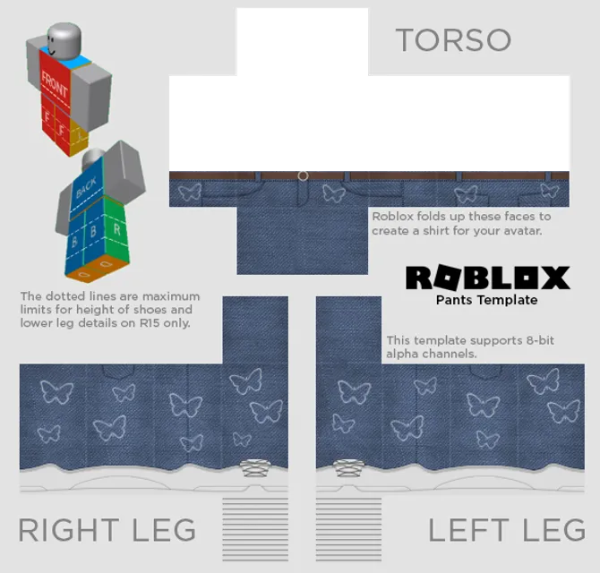 Butterfly Jeans Ropa Roblox Plantillas de diseño gratuitas para todas las  necesidades creativas : Pixlr