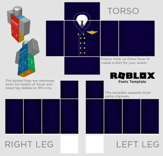 Free Roblox Pilot Uniform Quần áo Roblox Mẫu thiết kế miễn phí cho ...
