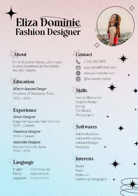 Fashion Designer cv-resume Modelos grátis de design para todas