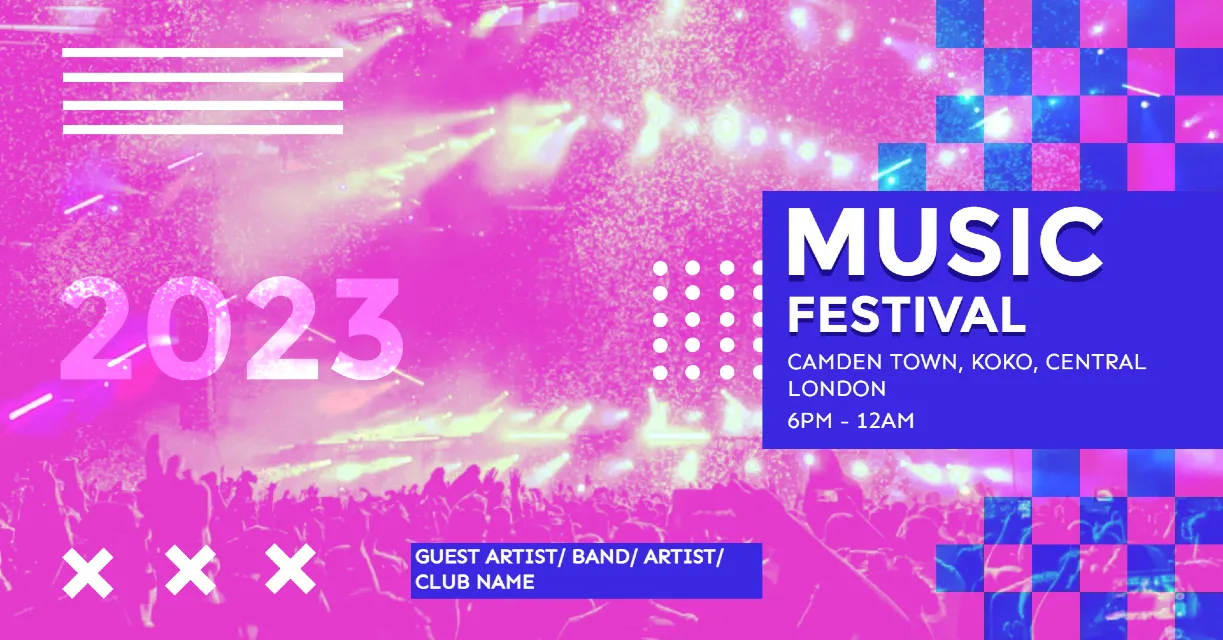 Music Festival Portada para eventos de Facebook Plantillas de diseño  gratuitas para todas las necesidades creativas : Pixlr
